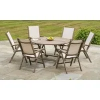 Sherwood Folding Round Garden Dining Table - Rustic