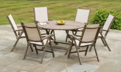Sherwood Folding Round Garden Dining Table - Rustic