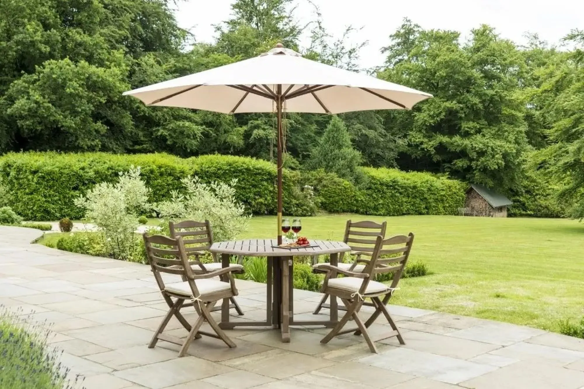 Sherwood Gateleg Round Garden Dining Table - 120cm, Rustic