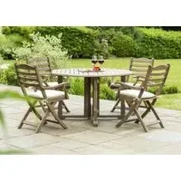 Sherwood Gateleg Round Garden Dining Table - 120cm, Rustic