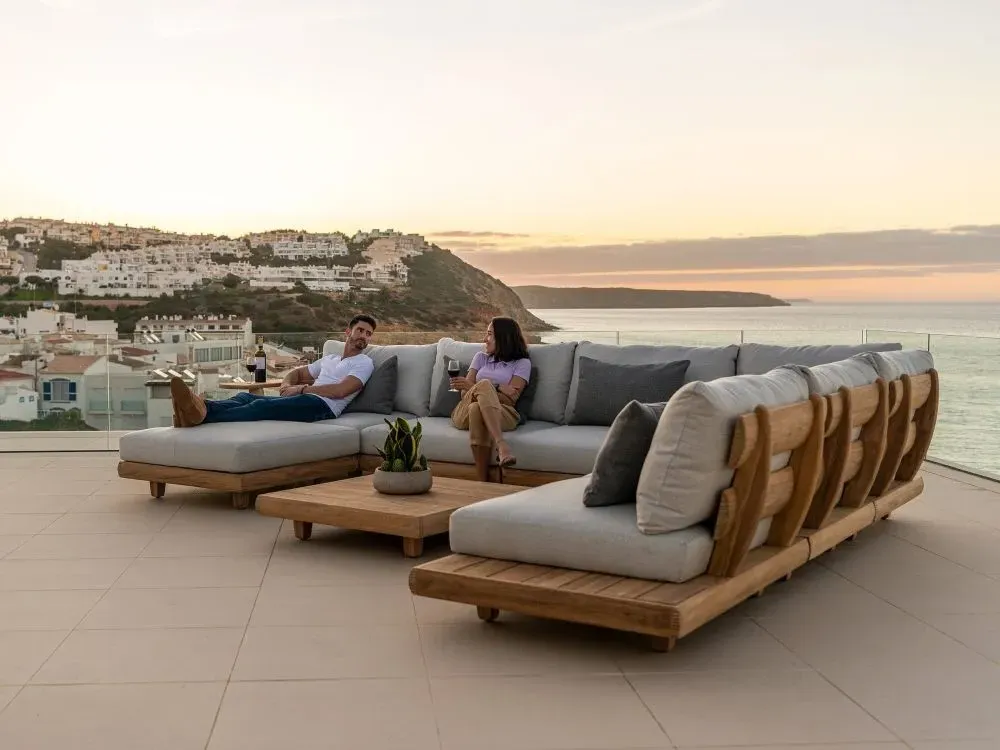 Sorrento Garden Ottoman Footstool - Teak