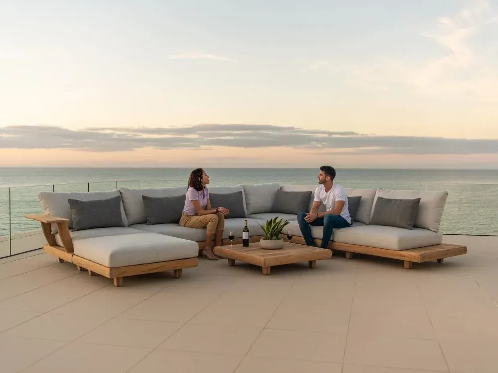 Sorrento Garden Ottoman Footstool - Teak