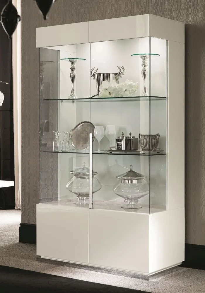 Canova 2 Door Display Cabinet - White, High Gloss
