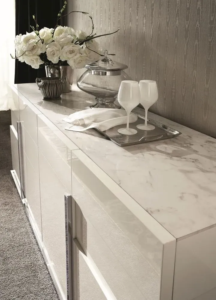 Canova 4 Door Extra Large Sideboard - White, High Gloss