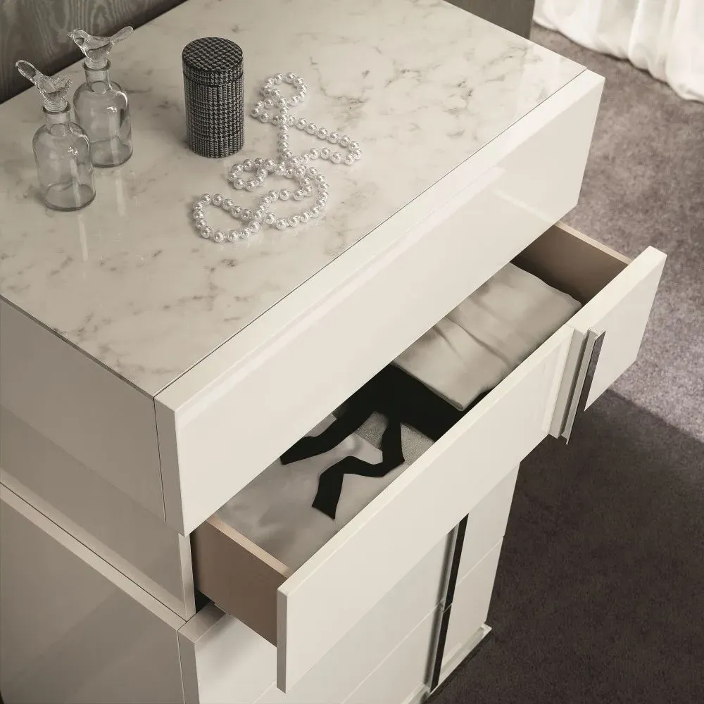 Canova 5 Drawer Chest - White, High Gloss