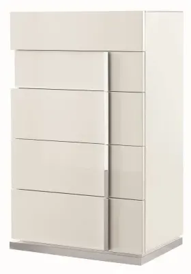 Canova 5 Drawer Chest - White, High Gloss