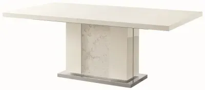 Canova 6 Seater Extending Dining Table - White, Marble Effect