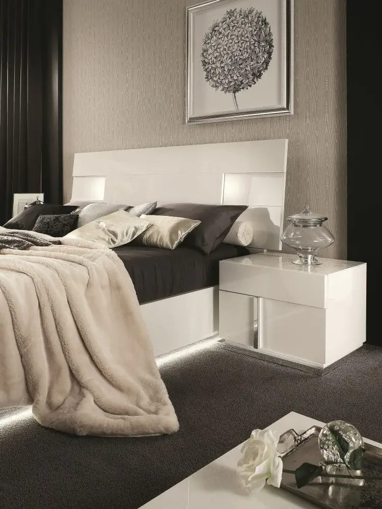 Canova Bed Frame - White, High Gloss