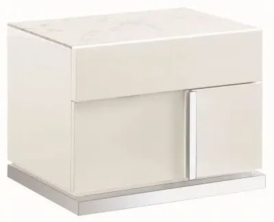 Canova Bedside Cabinet - RHF - White, Wood Veneer