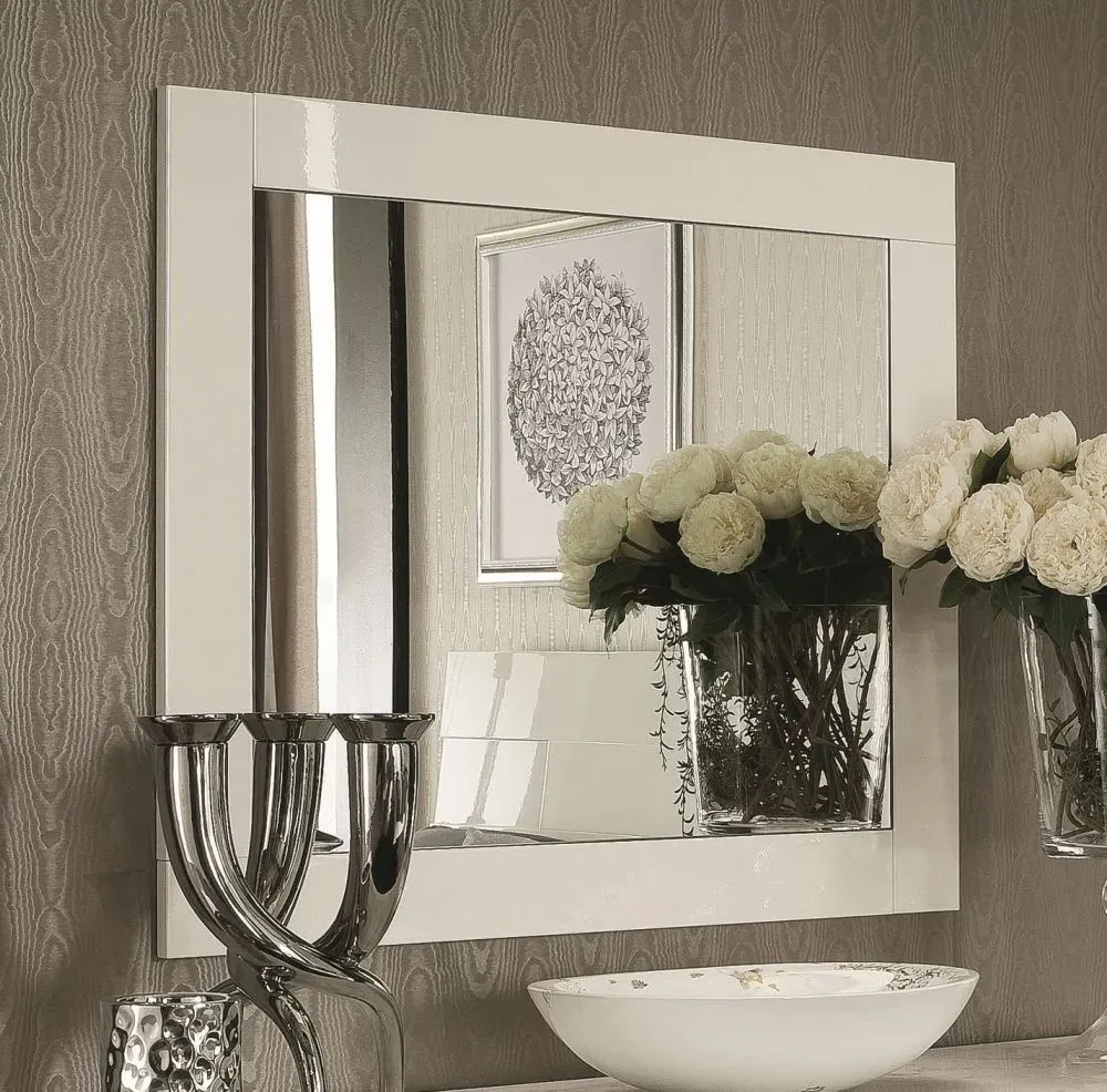 Canova Wall Mirror - White, Wood Veneer