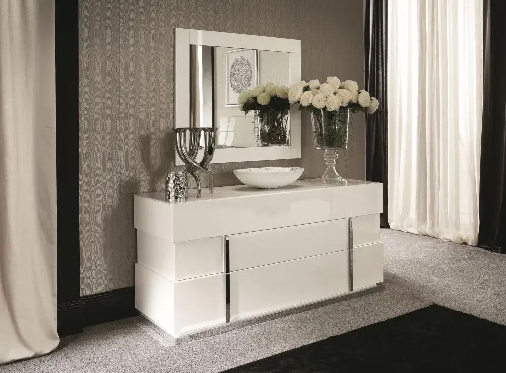 Canova Wall Mirror - White, Wood Veneer