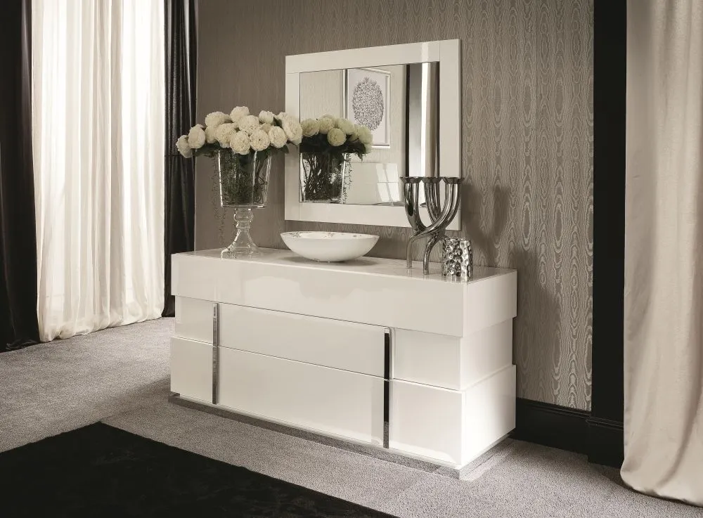 Canova Wide Dresser - White, Wood Veneer