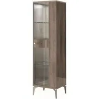 Matera 1 Door Vitrine - LHF - High Gloss, Wood Grain