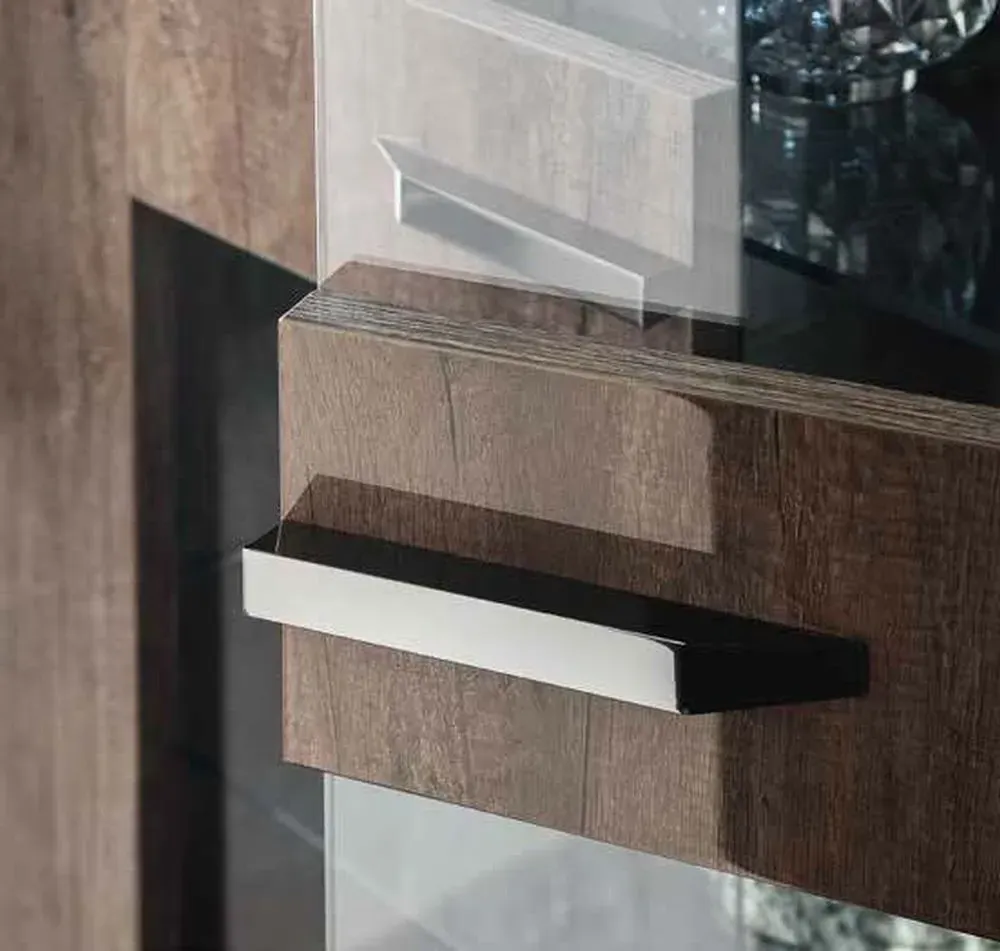 Matera 1 Door Vitrine - RHF - High Gloss, Wood Grain