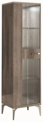 Matera 1 Door Vitrine - RHF - High Gloss, Wood Grain