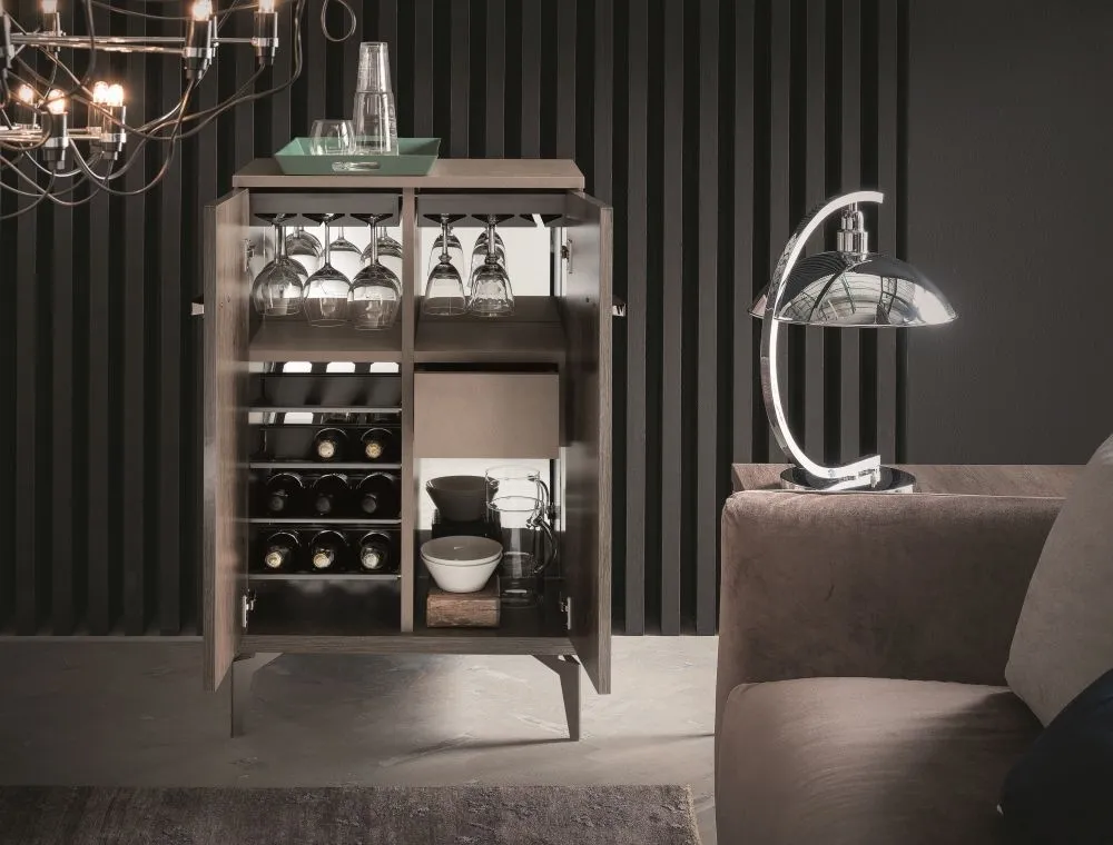 Matera 2 Door Drink Cabinet - High Gloss, Wood Grain