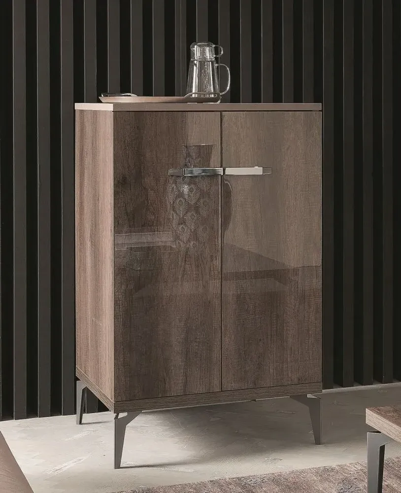 Matera 2 Door Drink Cabinet - High Gloss, Wood Grain