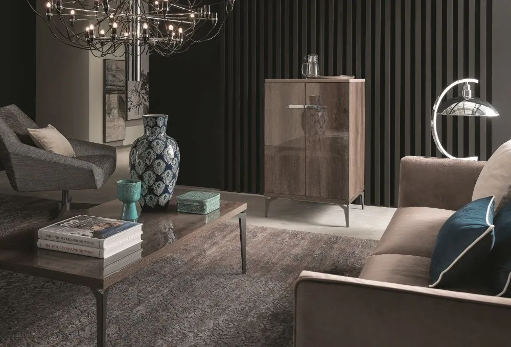 Matera 2 Door Drink Cabinet - High Gloss, Wood Grain