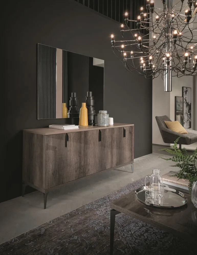 Matera 3 Door Large Sideboard - High Gloss, Wood Grain