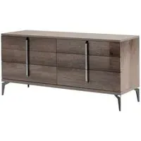 Matera 6 Drawer Wide Dresser - High Gloss, Wood Grain