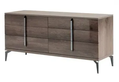 Matera 6 Drawer Wide Dresser - High Gloss, Wood Grain