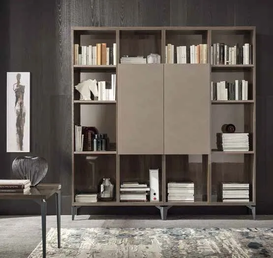 Matera Bookcase with Door Options - High Gloss, Wood Grain