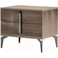 Matera Wood Grain 2 Drawer Bedside Cabinet - High Gloss
