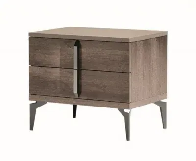 Matera Wood Grain 2 Drawer Bedside Cabinet - High Gloss image
