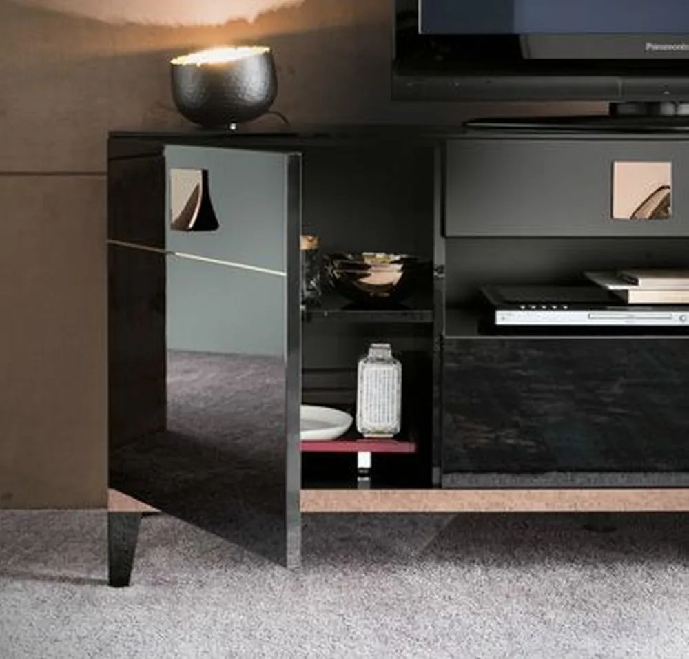 Mont Noir 165cm TV Unit - Black, High Gloss
