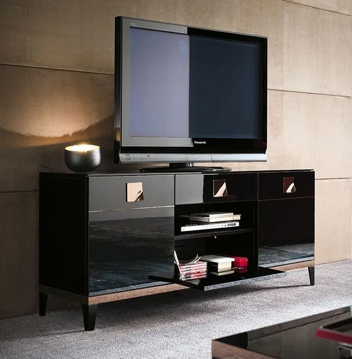 Mont Noir 165cm TV Unit - Black, High Gloss