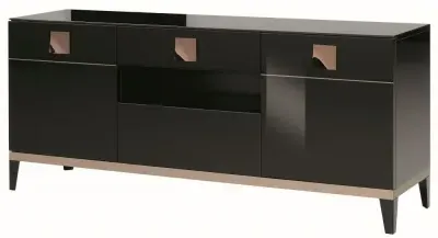 Mont Noir 165cm TV Unit - Black, High Gloss