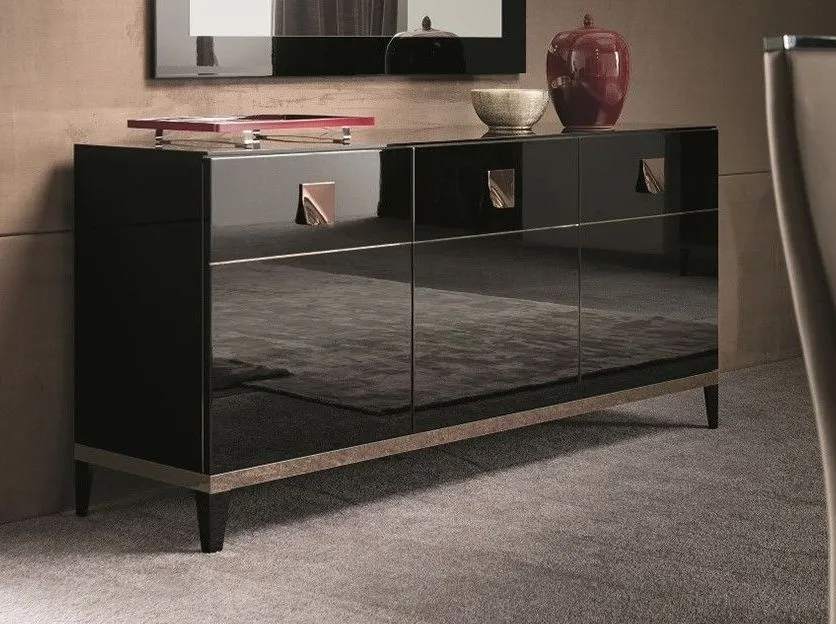 Mont Noir 3 Door Large Sideboard - Black, High Gloss