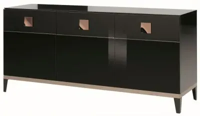 Mont Noir 3 Door Large Sideboard - Black, High Gloss