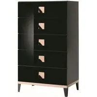 Mont Noir 5 Drawer Chest - Black, High Gloss