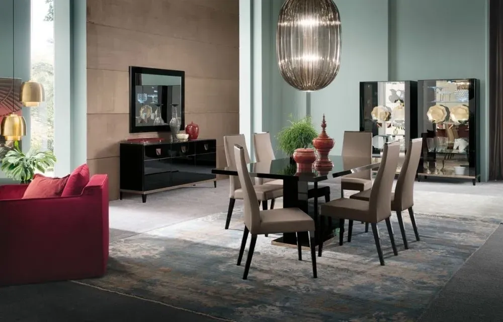 Mont Noir 6-8 Seater Extending Pedestal Dining Table - Black Gloss