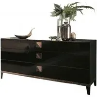 Mont Noir 6 Drawer Wide Dresser - Black, High Gloss