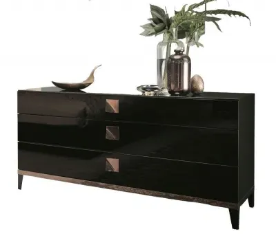 Mont Noir 6 Drawer Wide Dresser - Black, High Gloss