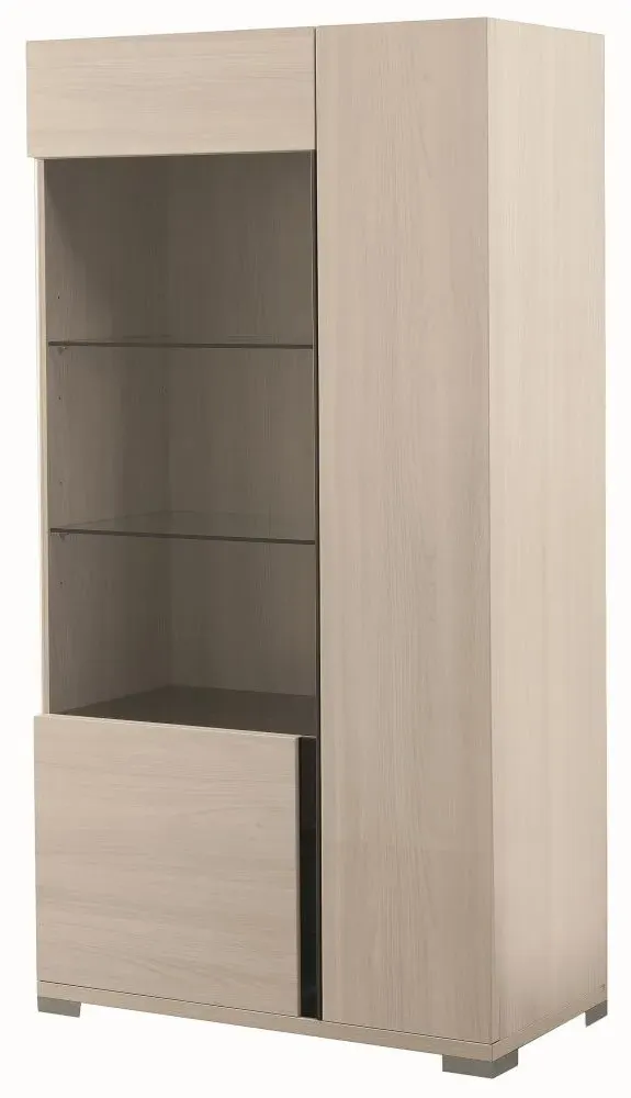 Teodora 2 Door Display Cabinet - Cream, High Gloss