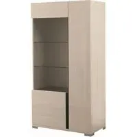 Teodora 2 Door Display Cabinet - Cream, High Gloss
