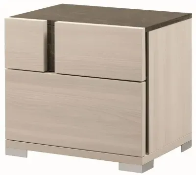 Teodora 2 Drawer Bedside Cabinet - Cream, High Gloss image