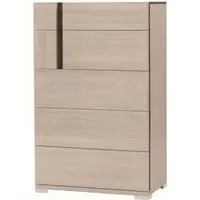 Teodora 5 Drawer Tall Chest - Cream, High Gloss