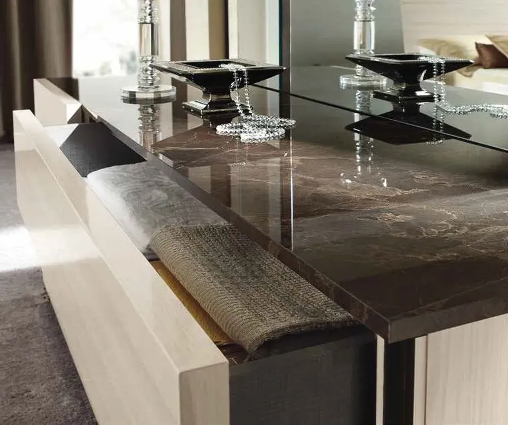 Teodora 5 Drawer Wide Dresser - Cream, High Gloss