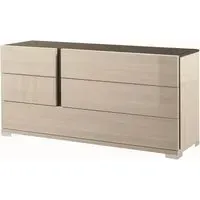 Teodora 5 Drawer Wide Dresser - Cream, High Gloss