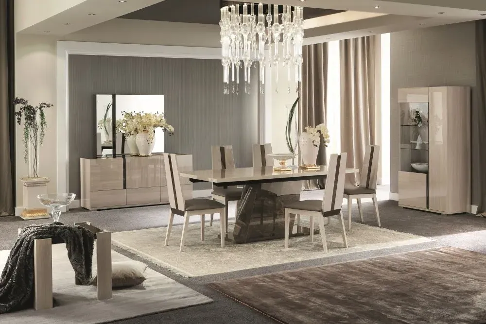 Teodora 6-8 Seater Extending Pedestal Dining Table - Elm Gloss