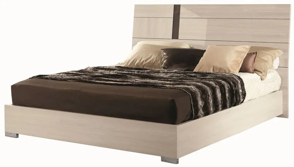 Teodora King Size Bed Frame - Cream, High Gloss