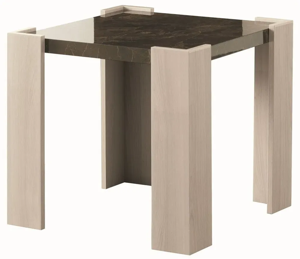 Teodora Lamp Table - Brown, High Gloss