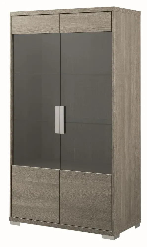 Tivoli 2 Door Display Cabinet - Grey, Wood