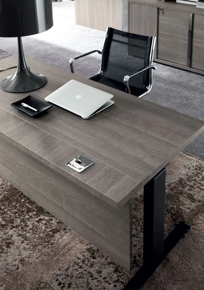 Tivoli Left Desk with Modesty - Grey, Wood