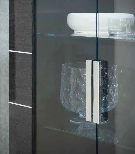 Versilia 2 Door Display Cabinet - Black, High Gloss