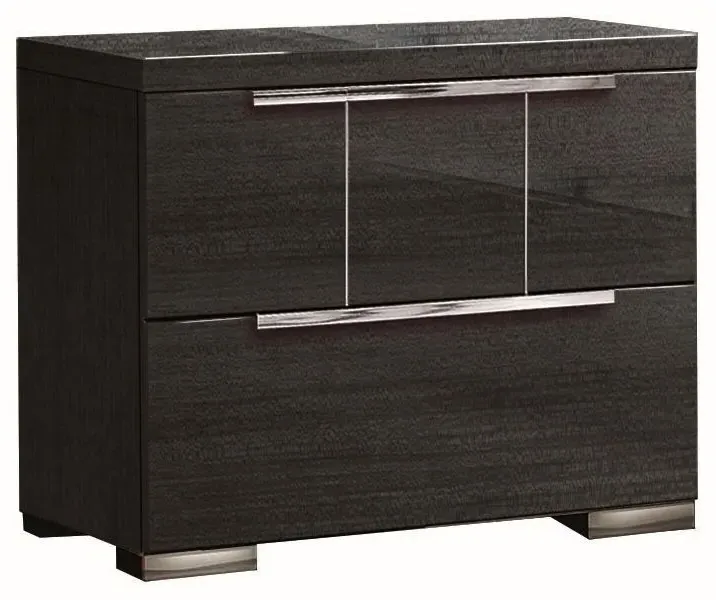 Versilia 2 Drawer Bedside Cabinet - Black, High Gloss